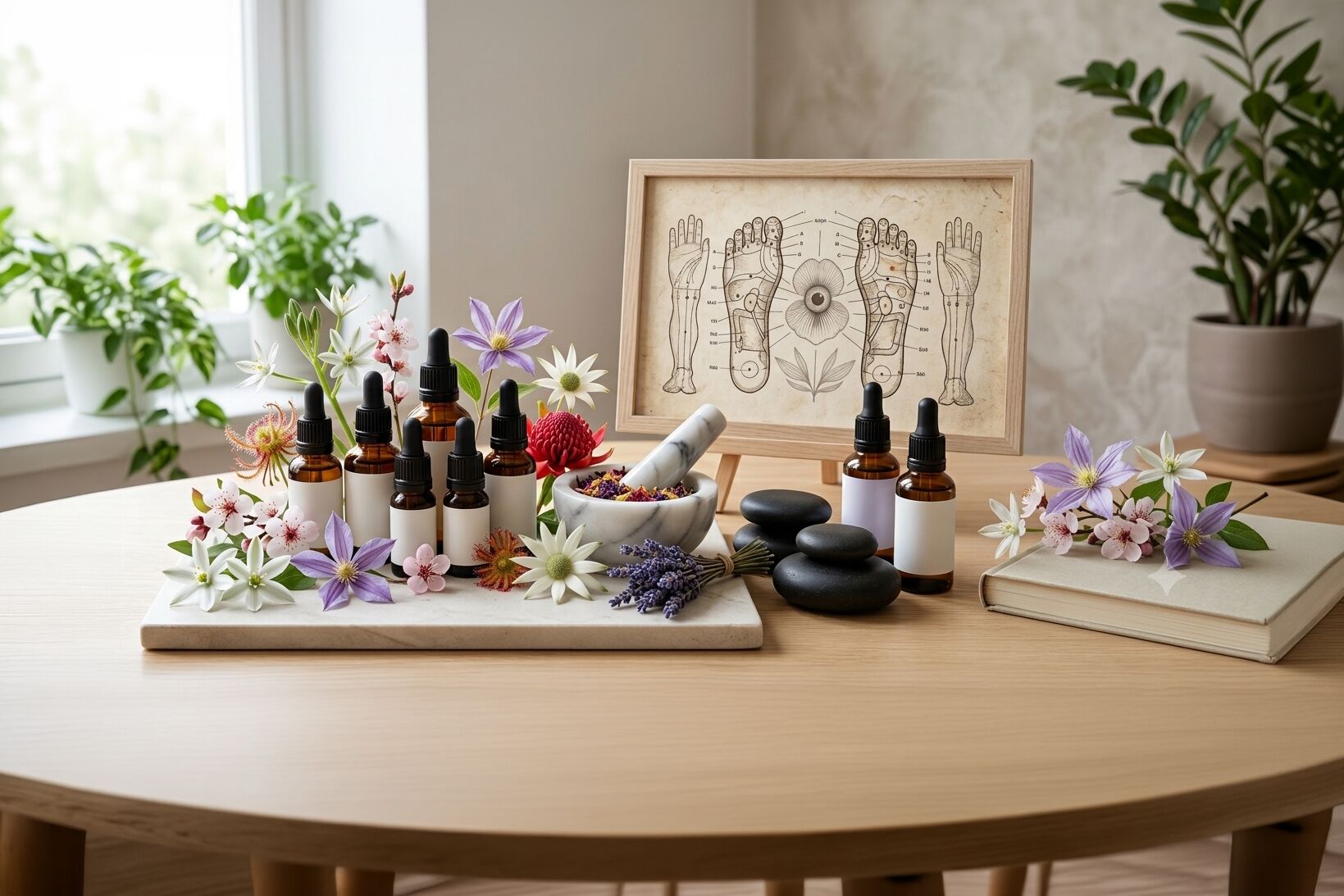 Rimedi naturopatici, oli essenziali e mappa di riflessologia plantare
